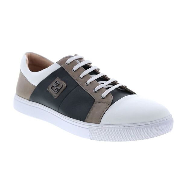 Robert Graham Trixie RG5346L Men’s 10.5 White Tan Black Leather Low Top Sneakers - Picture 1 of 10